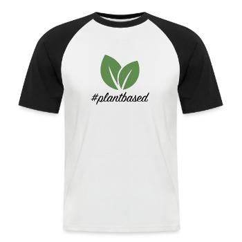 #plantbased Vegan - Männer Baseball-T-Shirt - Weiß/Schwarz - Vorne - Nik (191cm)
