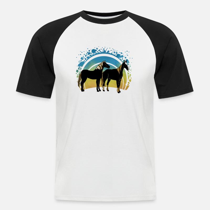 Pferde - Männer Baseball-T-Shirt - Weiß/Schwarz