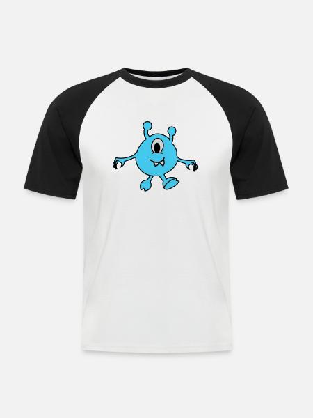 monster alien - Männer Baseball-T-Shirt - Weiß/Schwarz