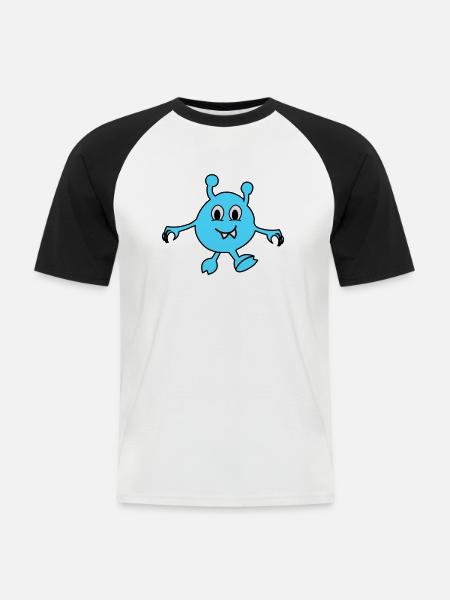 monster alien - Männer Baseball-T-Shirt - Weiß/Schwarz