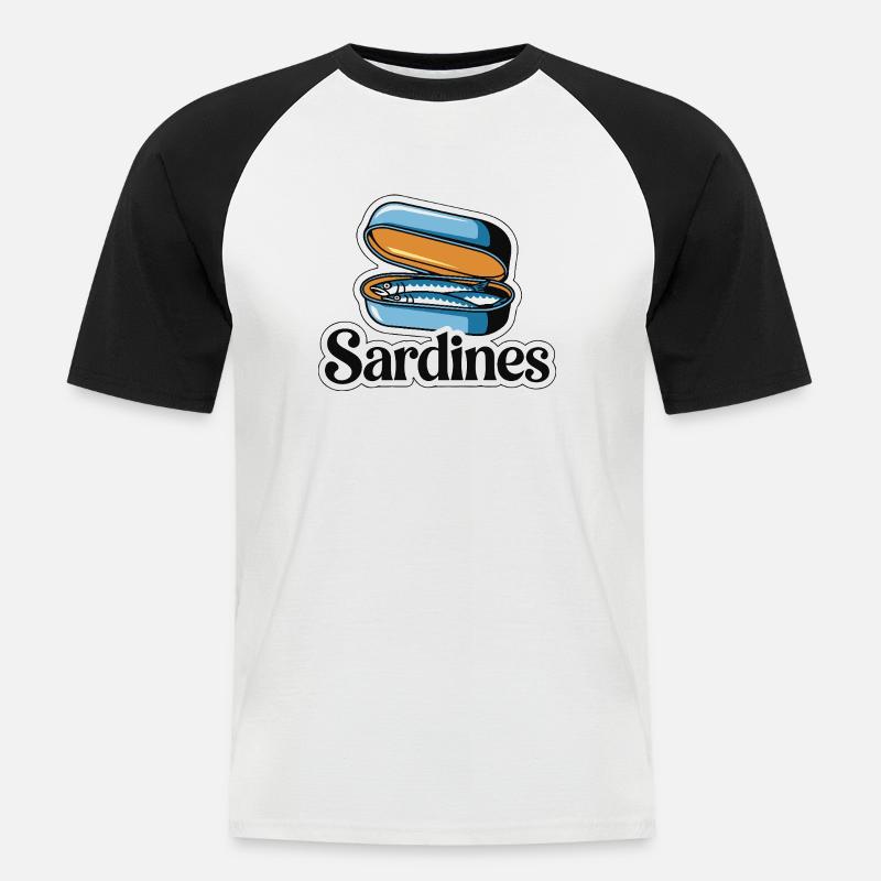 DOSENFUTTER - Männer Baseball-T-Shirt - Weiß/Schwarz