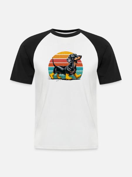 Dog Dachshund Dachshund Lover Rubber Boots Funny - Men's Baseball T-Shirt - white/black