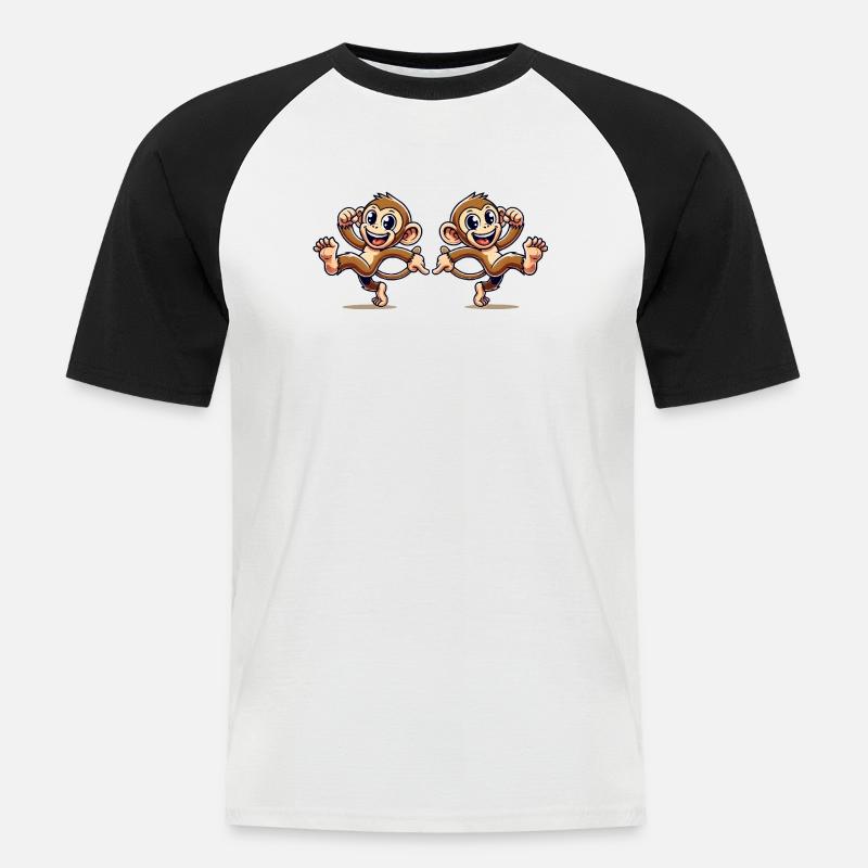 affe comic 2 - Männer Baseball-T-Shirt - Weiß/Schwarz