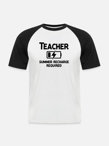 Teacher Summer Recharge Required - Men's Baseball T-Shirt - white/black