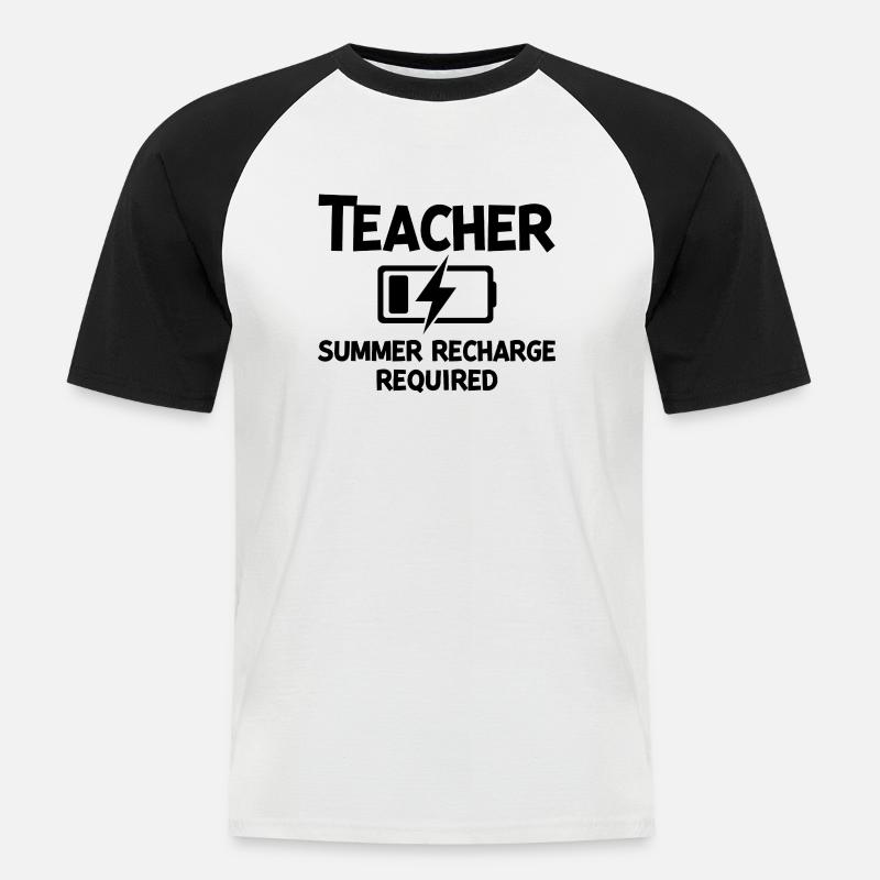 Teacher Summer Recharge Required - Men's Baseball T-Shirt - white/black