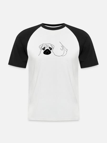 Möpse - Männer Baseball-T-Shirt - Weiß/Schwarz