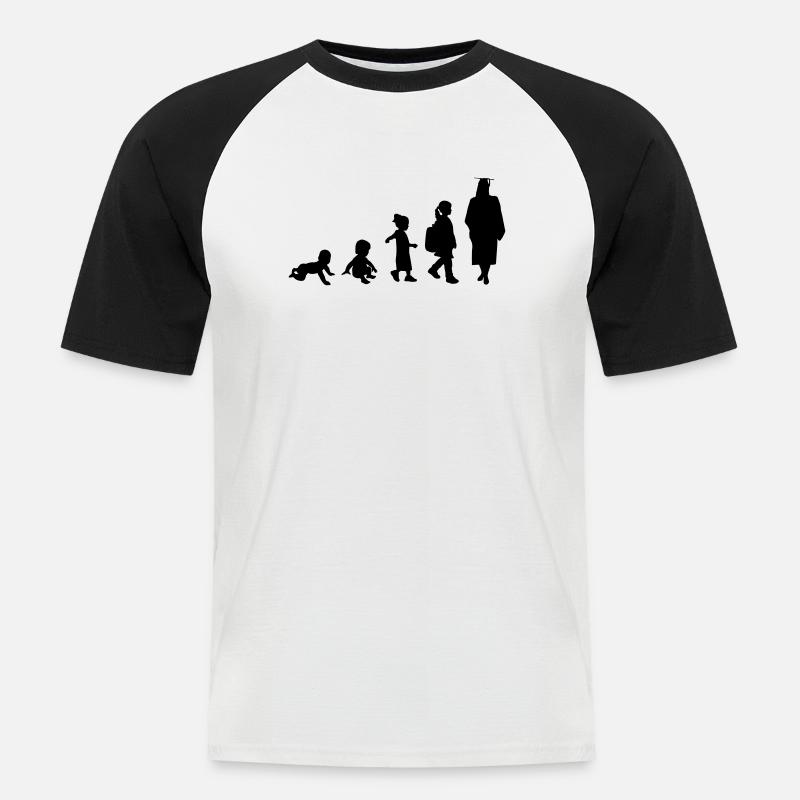 Graduation Girl Evolution - Männer Baseball-T-Shirt - Weiß/Schwarz