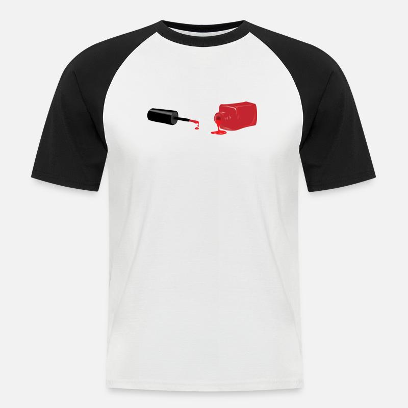 Roter Nagellack/ Nail polish Geschenk/Geschenkidee - Männer Baseball-T-Shirt - Weiß/Schwarz