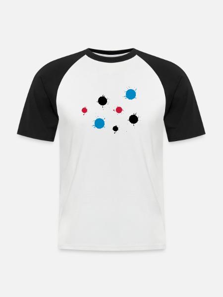 farbkleckse_2 - Männer Baseball-T-Shirt - Weiß/Schwarz