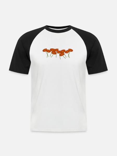 Calendula. Ringelblumen, Blumen - Männer Baseball-T-Shirt - Weiß/Schwarz