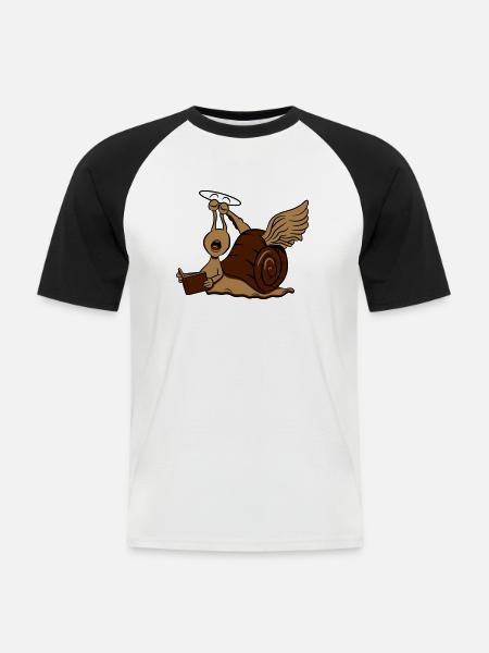 Escargot drôle d'ange - T-shirt baseball manches courtes Homme - blanc/noir