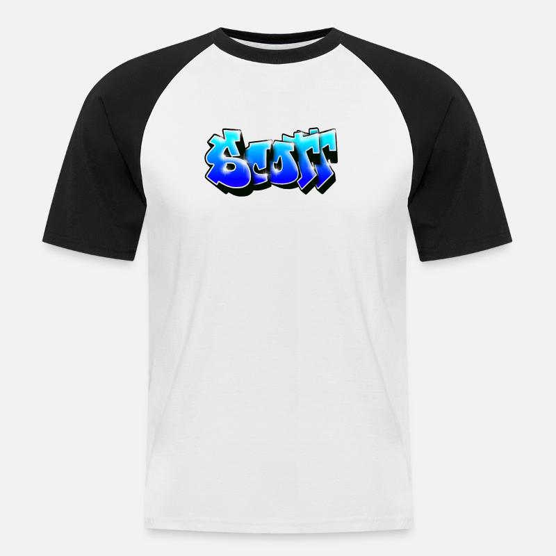 SCOTT graffiti name - Männer Baseball-T-Shirt - Weiß/Schwarz