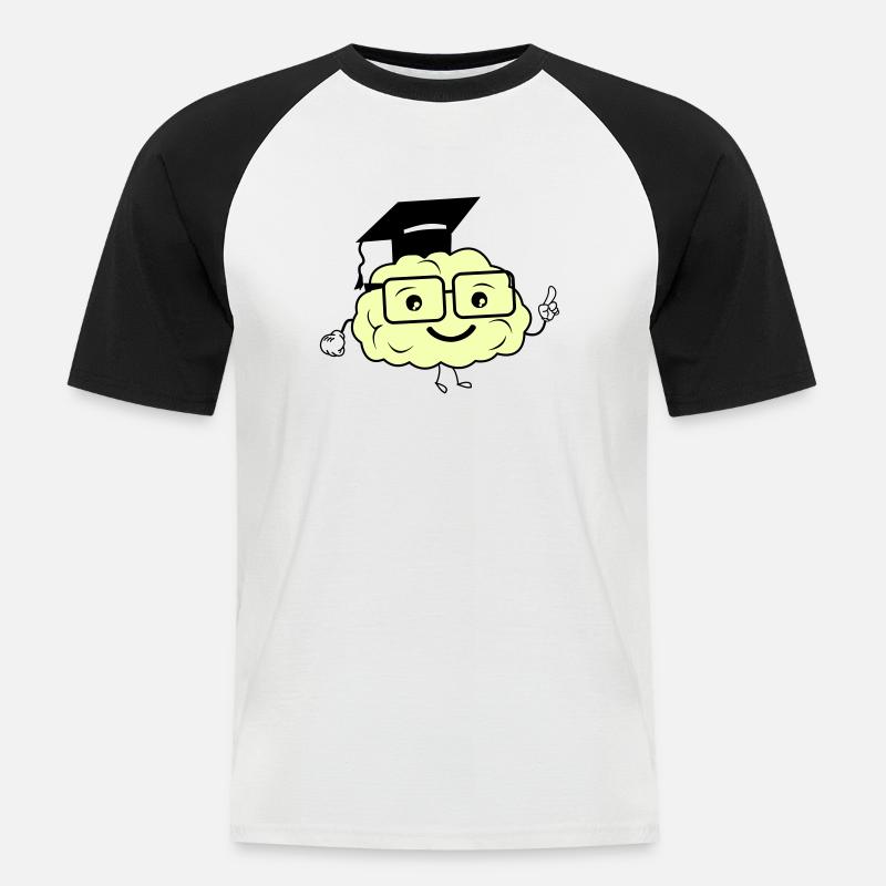 smart brain 02 - Männer Baseball-T-Shirt - Weiß/Schwarz