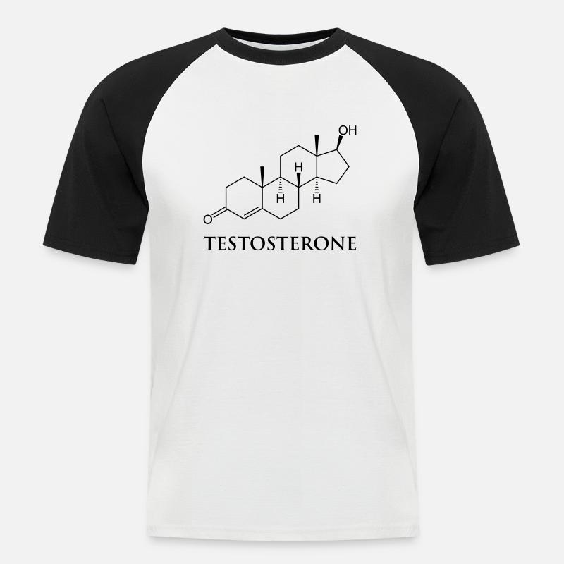 Testosteron - Männer Baseball-T-Shirt - Weiß/Schwarz
