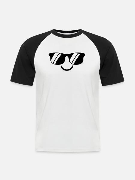 smileface - Männer Baseball-T-Shirt - Weiß/Schwarz