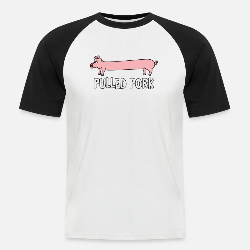 Pulled Pork - Männer Baseball-T-Shirt - Weiß/Schwarz