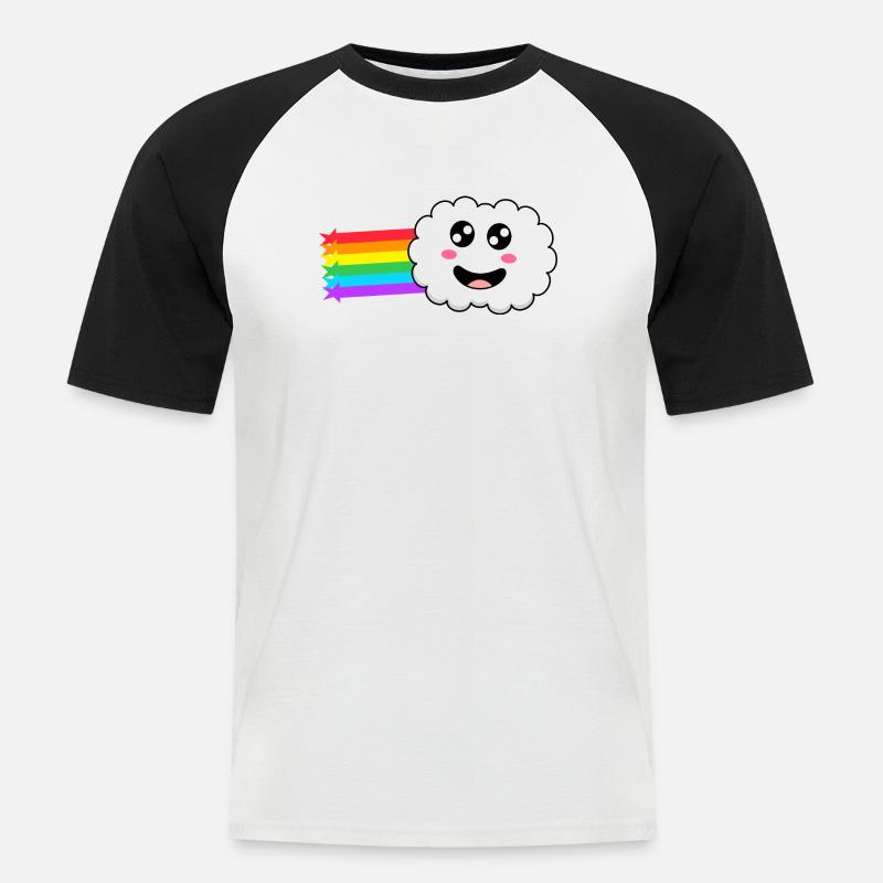 Wolke mit Regenbogen im Schlepptau - Männer Baseball-T-Shirt - Weiß/Schwarz