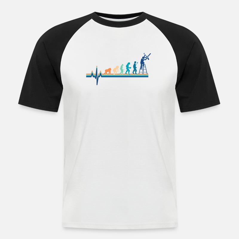 Elektriker Heartbeat Evolution - Männer Baseball-T-Shirt - Weiß/Schwarz
