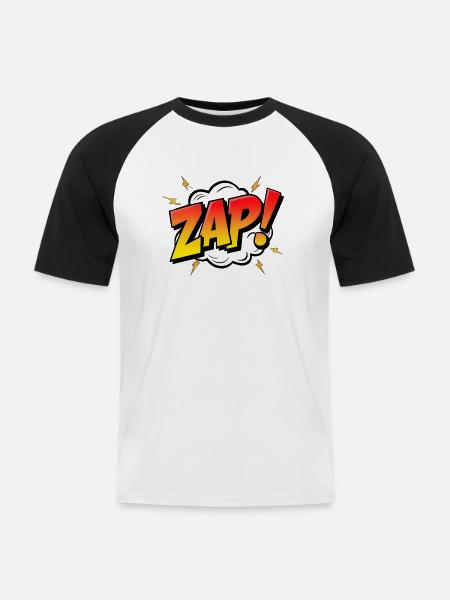 ZAPPEN! - Ein dynamischer Comic-Ausruf - Männer Baseball-T-Shirt - Weiß/Schwarz