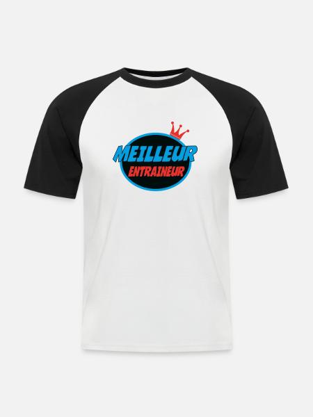 BESTER COACH - Männer Baseball-T-Shirt - Weiß/Schwarz