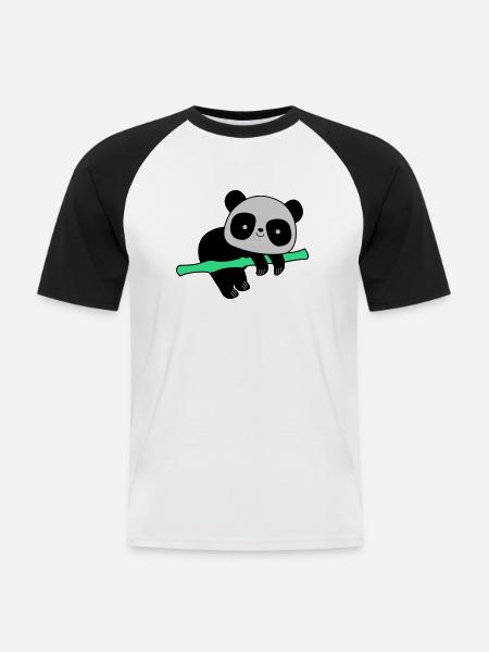Panda - T-shirt baseball manches courtes Homme - blanc/noir