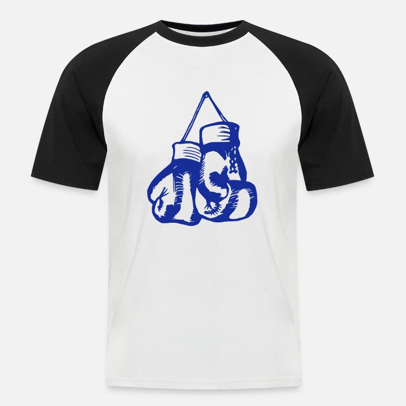 Boxhandschuhe / Boxer Design - Männer Baseball-T-Shirt - Weiß/Schwarz