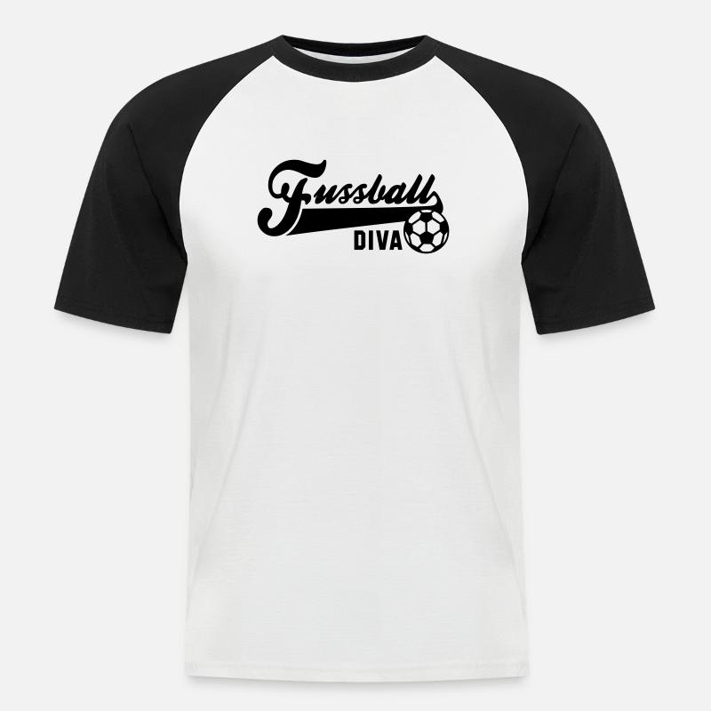 Fussball DIVA - Männer Baseball-T-Shirt - Weiß/Schwarz