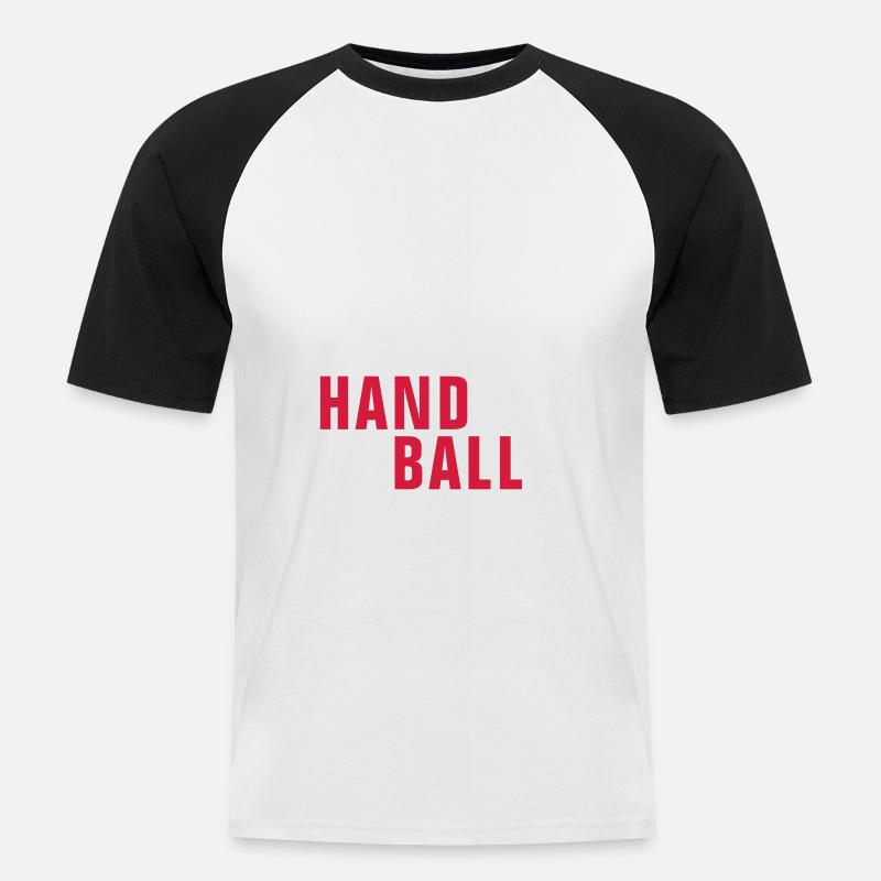 handball_122012_b_2c - Männer Baseball-T-Shirt - Weiß/Schwarz