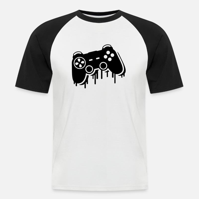 controller_graffiti_ce1 - Männer Baseball-T-Shirt - Weiß/Schwarz