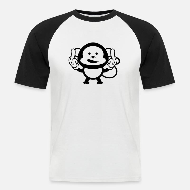 monkey middle finger design - Männer Baseball-T-Shirt - Weiß/Schwarz