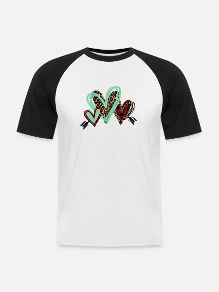 IMPRESSION D’ANIMAL DE COEUR - T-shirt baseball manches courtes Homme - blanc/noir