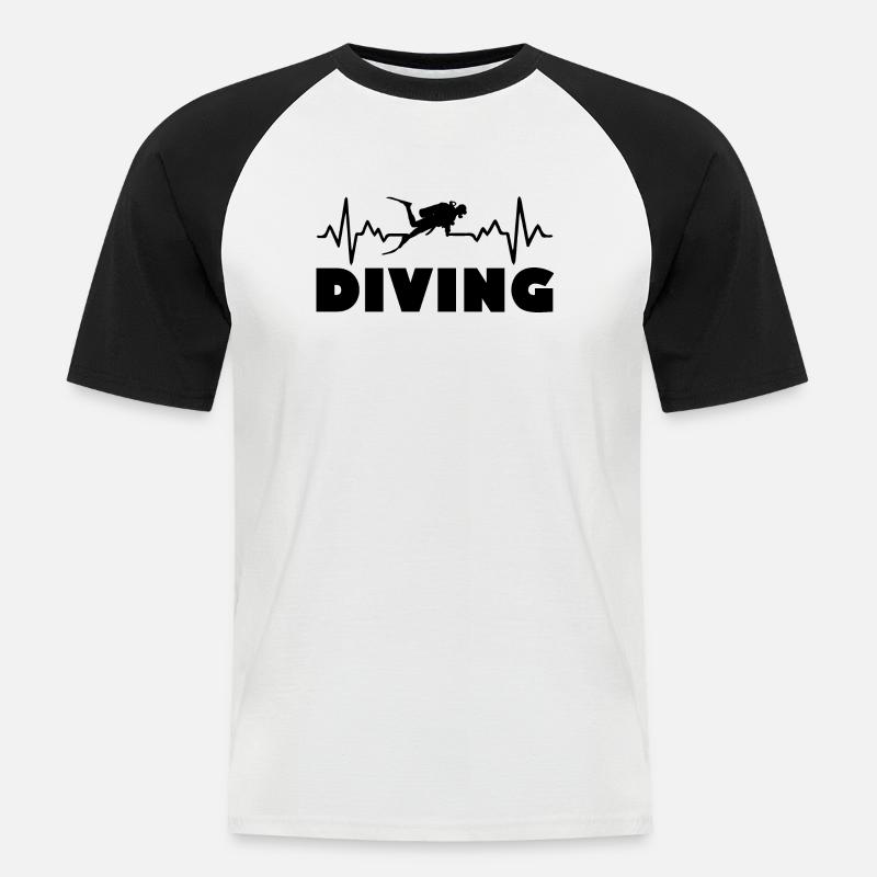 Diving Dive tauchen - Männer Baseball-T-Shirt - Weiß/Schwarz