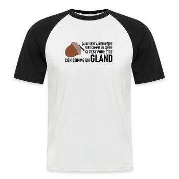 GLAND - T-shirt baseball manches courtes Homme - blanc/noir - Devant - Nik (191cm)