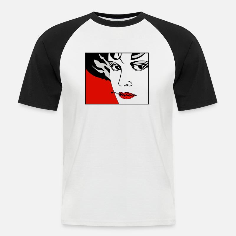 Vulkan 3 - Männer Baseball-T-Shirt - Weiß/Schwarz
