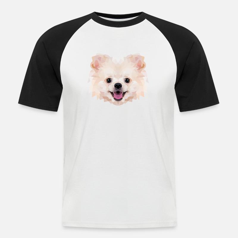 Polyart Dwarf Spitz - Men's Baseball T-Shirt - white/black