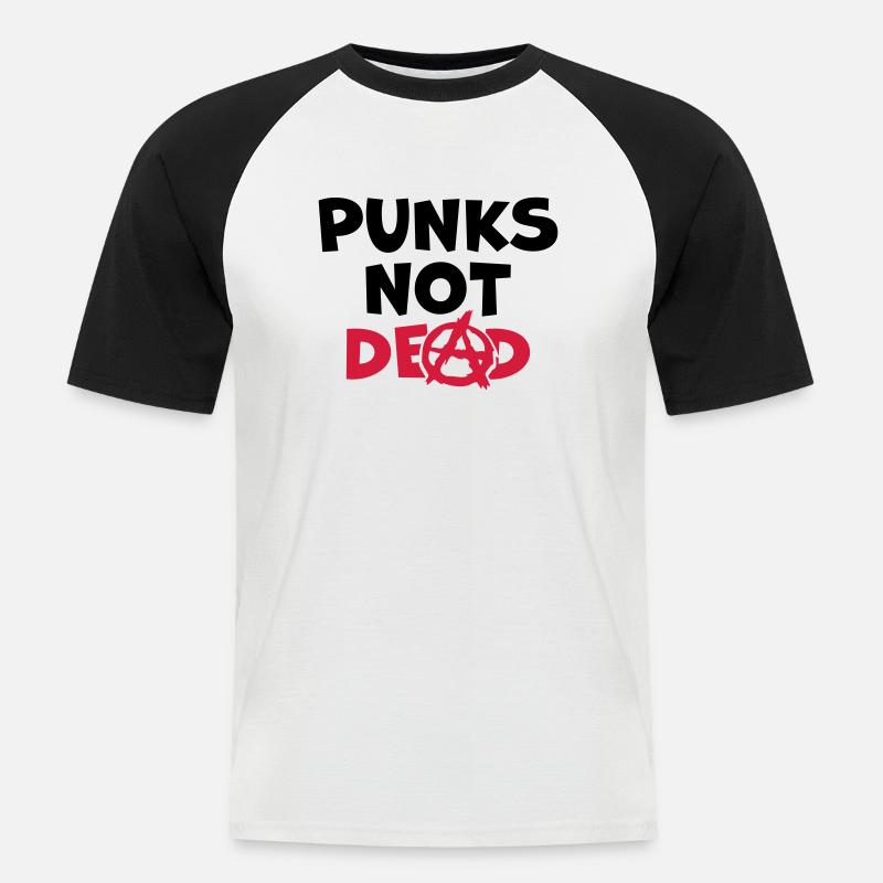 Zitat punks not dead - Männer Baseball-T-Shirt - Weiß/Schwarz