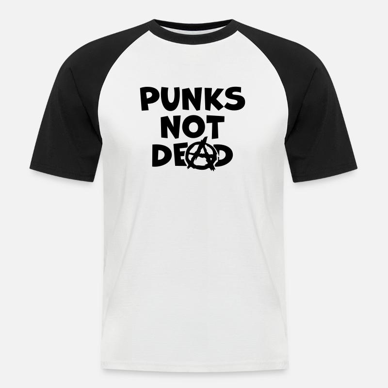 Punks not dead Zitat - Männer Baseball-T-Shirt - Weiß/Schwarz