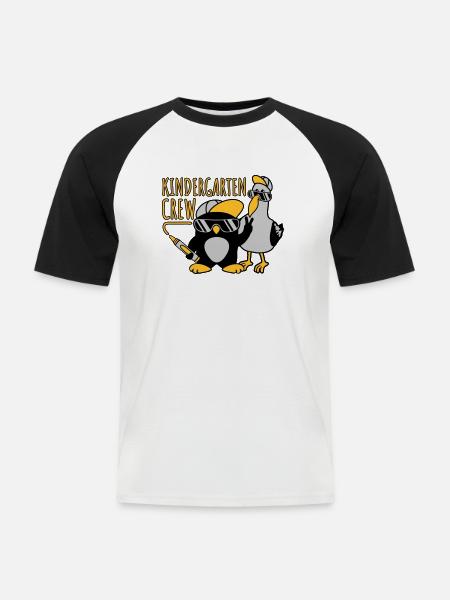 Kindergarten Crew Seagull Penguin - Men's Baseball T-Shirt - white/black