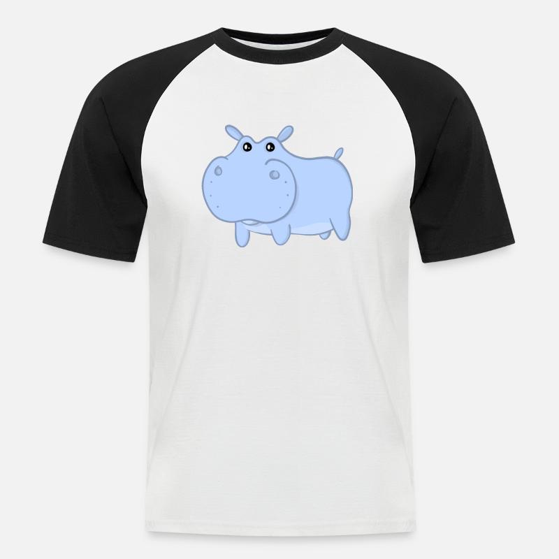 Henry das blaue Nilpferd - Männer Baseball-T-Shirt - Weiß/Schwarz