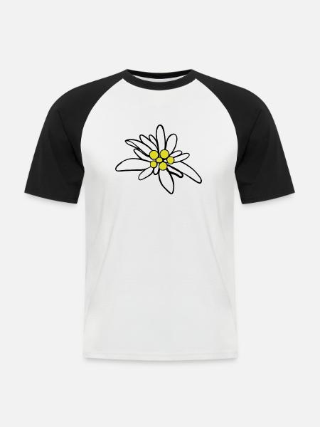 Edelweiß 1 - Männer Baseball-T-Shirt - Weiß/Schwarz