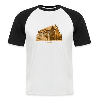 Calw Rathaus Schwarzwald Baden-Württemberg - Männer Baseball-T-Shirt - Weiß/Schwarz - Vorne - Nik (191cm)
