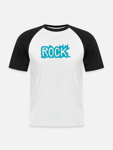 Rock - Männer Baseball-T-Shirt - Weiß/Schwarz