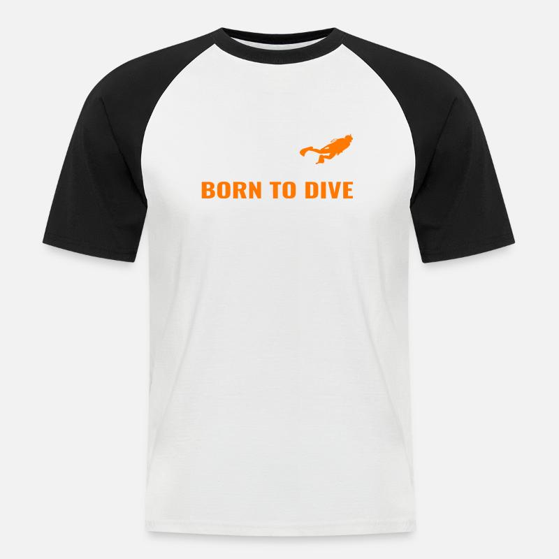 Tauchen Evolution Taucher Scuba Spruch - Männer Baseball-T-Shirt - Weiß/Schwarz