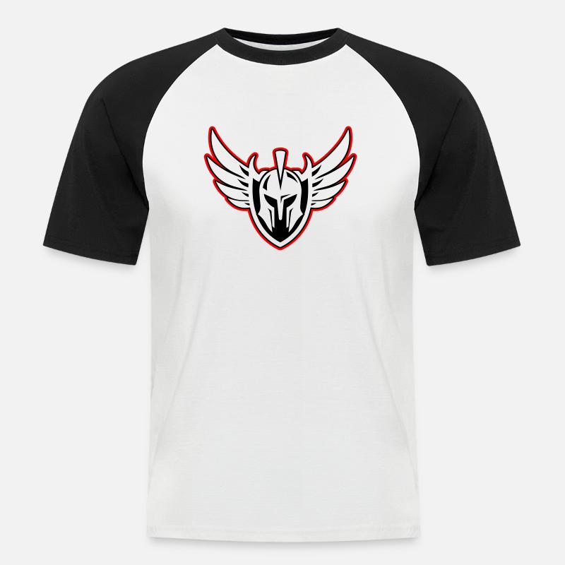 Spartaner Krieger Helm - Männer Baseball-T-Shirt - Weiß/Schwarz