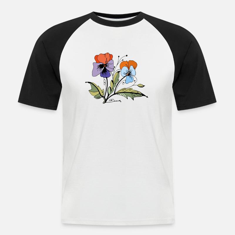 Flowers - Men's Baseball T-Shirt - white/black