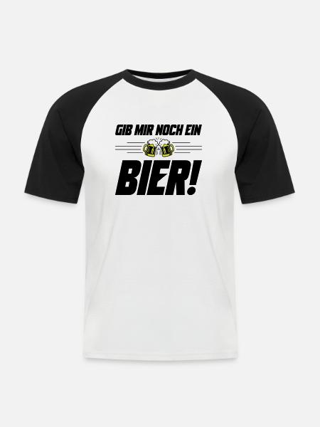 Noch ein Bier Spruch - Männer Baseball-T-Shirt - Weiß/Schwarz