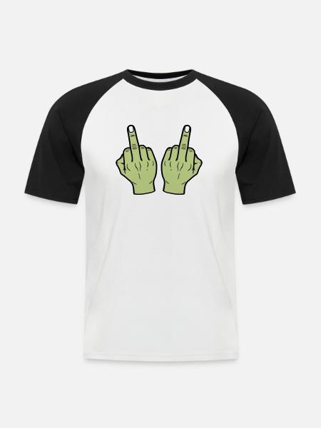 Middle Finger Hand - Men's Baseball T-Shirt - white/black