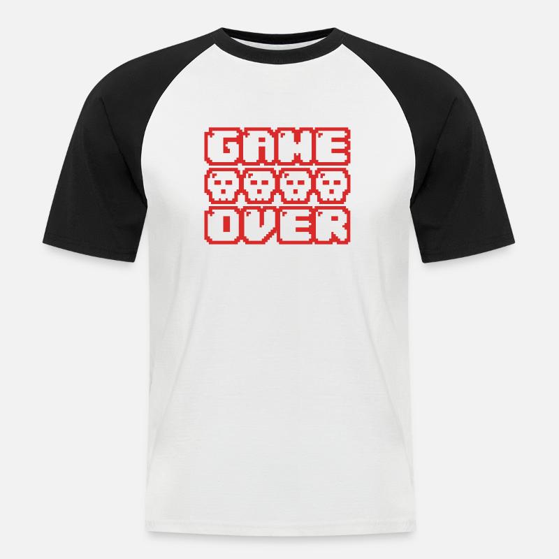 game over - Männer Baseball-T-Shirt - Weiß/Schwarz