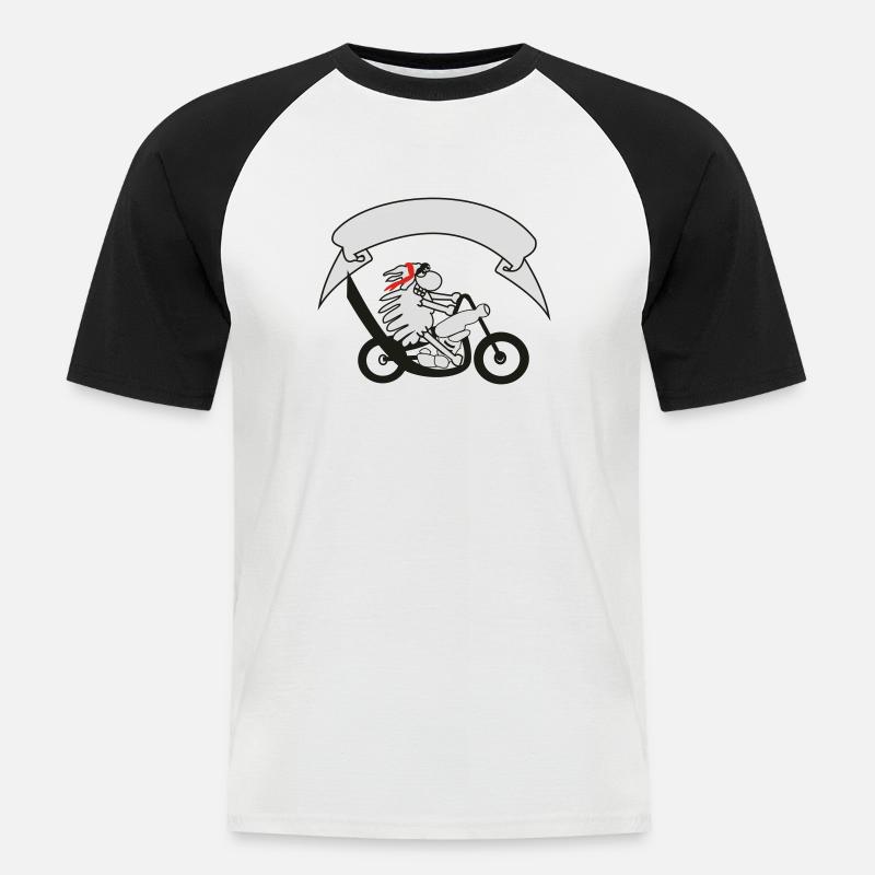 Bikerschaf mit Banner - Männer Baseball-T-Shirt - Weiß/Schwarz