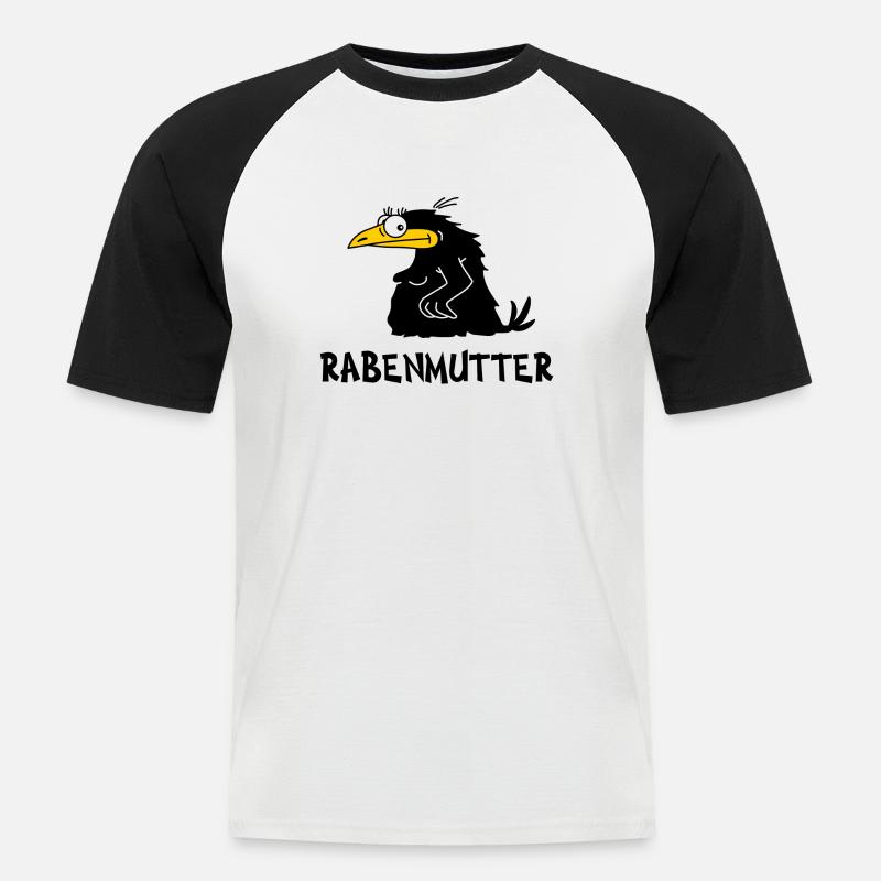 Rabemutter - Männer Baseball-T-Shirt - Weiß/Schwarz